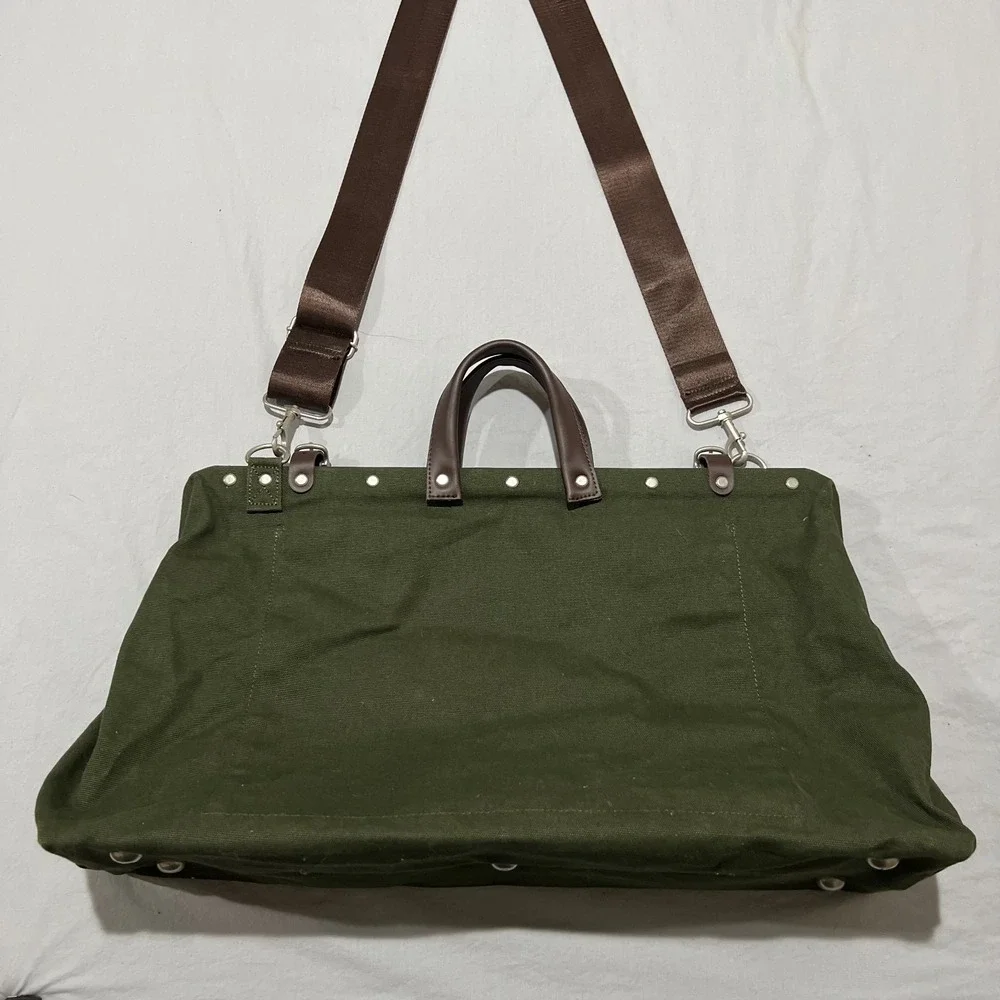 Line of Trade Olive Green Canvas Leather Handles Traveler Weekender Duffel Bag